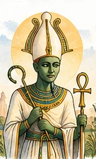 Illustrated portrait of Osiris representing transformation