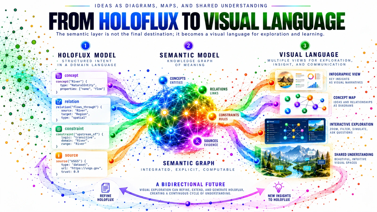 Holoflux transformed into a semantic graph and then into visual language