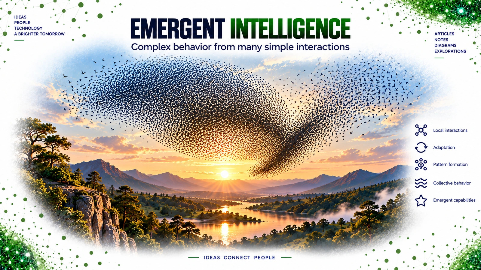 Emergent intelligence arising from many simple local interactions
