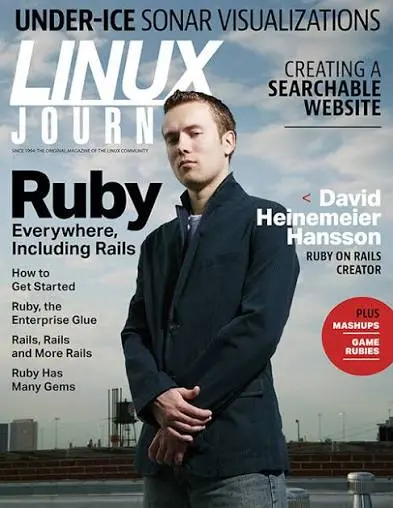 July 2006 Linux Journal cover: Ruby Everywhere, Including Rails; David Heinemeier Hansson; Ruby, the Enterprise Guide